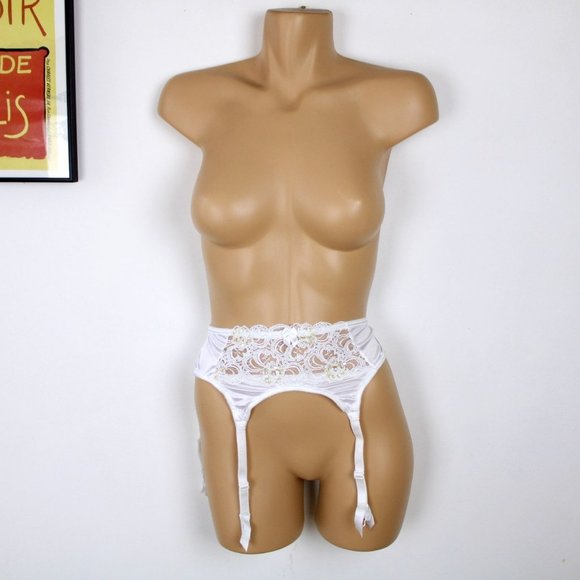 White Garter Belt by Cabernet Small White Lingerie White Lace Wedding A14 - Picture 8 of 8